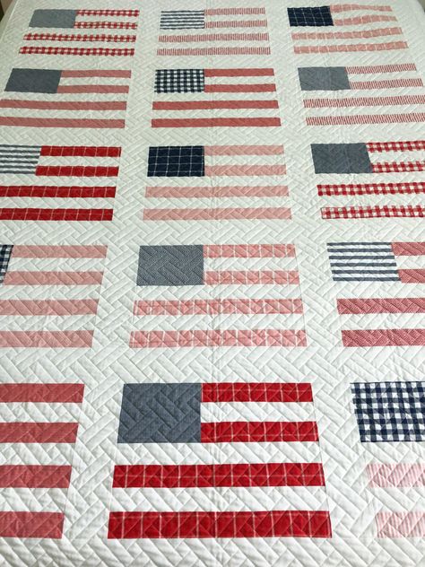 Flag Quilt Pattern, Flag Quilts, Stripes Quilt, Quilting Pantographs, American Flag Quilt, Spend Time With Family, Flag Quilt, Machine Quilting Designs, Striped Quilt