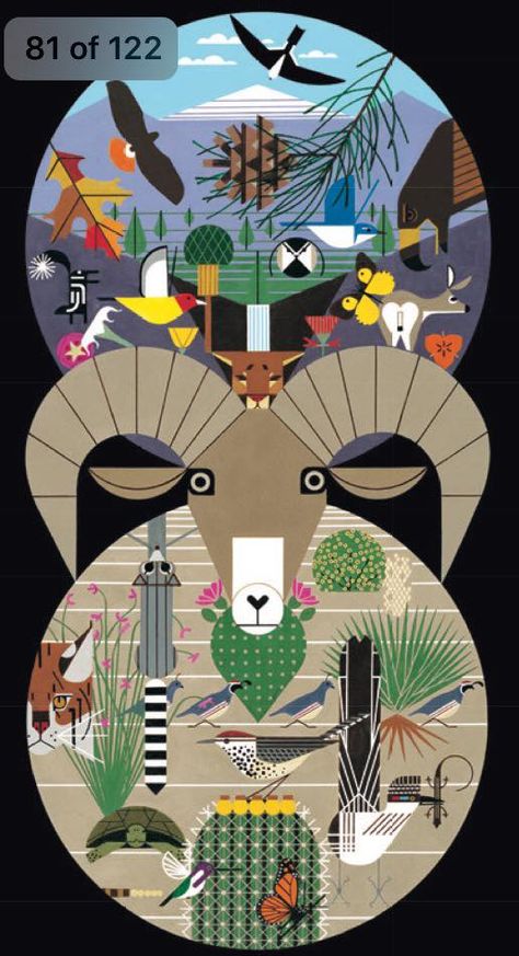 Charley Harper Illustration, Charley Harper Art, San Jacinto Mountains, Desert Mountains, Charley Harper, California Desert, San Jacinto, Hand Painted Canvas, Canvas Designs