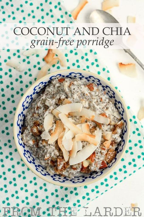 This healthy and satisfying Grain-Free Coconut Chia Porridge is a slightly different take on the soaked chia puddings since all the ingredients are cooked together just before eating and eaten warm like a grain free porridge. #easy #breakfast #grainfree # Chia Porridge, Chia Puddings, Coconut Chia Pudding, Coconut Chia, Food Boards, Porridge Recipes, Healthy Lunches For Kids, Traditional Breakfast, Healthy Toddler Meals