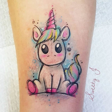 41 Magical Unicorn Tattoo Ideas - tattooglee Tattoo Planets, Unicorn Tattoo Designs, Unicorn Tattoo, Sanskrit Tattoo, Unicorn Tattoos, Tattoo Trend, Tatuaje A Color, Disney Tattoo, Cat Tattoos