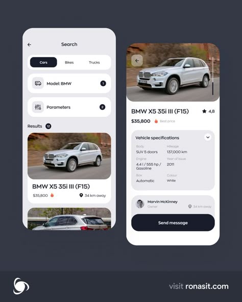 Are you planning to buy a car? Sometimes online car shopping requires a lot of searching and checking multiple sites. Vehicle retailer apps help to cut off come of that work and make shopping more convenient. Meet our new car retailer app concept. Car App Design, Android App Layout, Driver App, Car Rental App, Car App, Car Ui, App Design Layout, Car Meet, App Concept