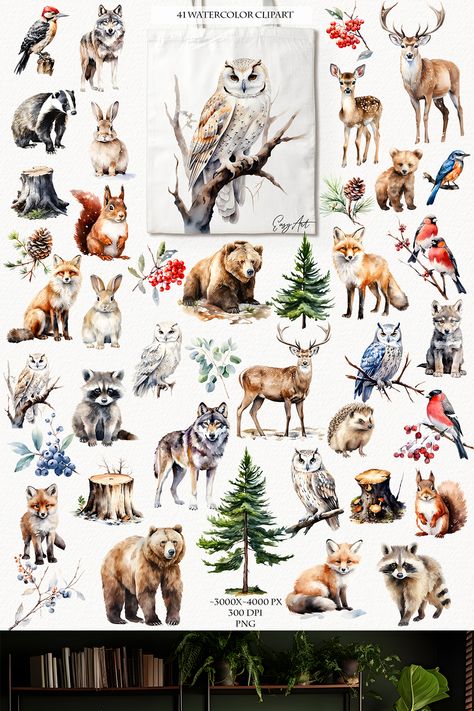 Christmas Illustration Design, Deer Winter, Watercolor Forest, Animals Christmas, Christmas Illustrations, Winter Illustration, Animal Christmas, Illustration Ideas, Illustration Art Drawing