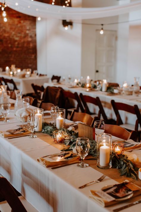 Terracotta Table Runner With Greenery, Fall Rectangle Table Centerpiece, Minimal Wedding Table Florals, Terra Cotta Table Setting, Modern Fall Wedding Colors, Fall Wedding Rectangle Table Decor, Rustic Wedding Centerpieces Long Tables, Fall Wedding Long Table Decor, Sage And Terracotta Wedding