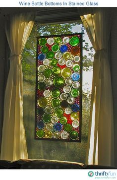 I work with stained glass a lot and often use the bottoms of wine bottles in my windows. The bottles with the pushed in bottoms look really cool with the sun shining through. Stained Glass Wall Art, Empty Plastic Bottles, Diy Staining, Arts And Crafts For Teens, Glass Window Art, Arts And Crafts Furniture, Wine Bottle Diy Crafts, Art And Craft Videos, Wine Bottle Diy