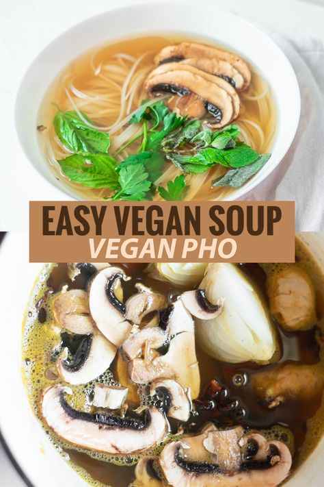 Vegan Pho Broth, Vegan Pho Recipe, Vegan Broth, Vietnamese Noodle Soup, Vegan Pho, Easy Vegan Soup, Pho Broth, Great Vegan Recipes, Pho Recipe