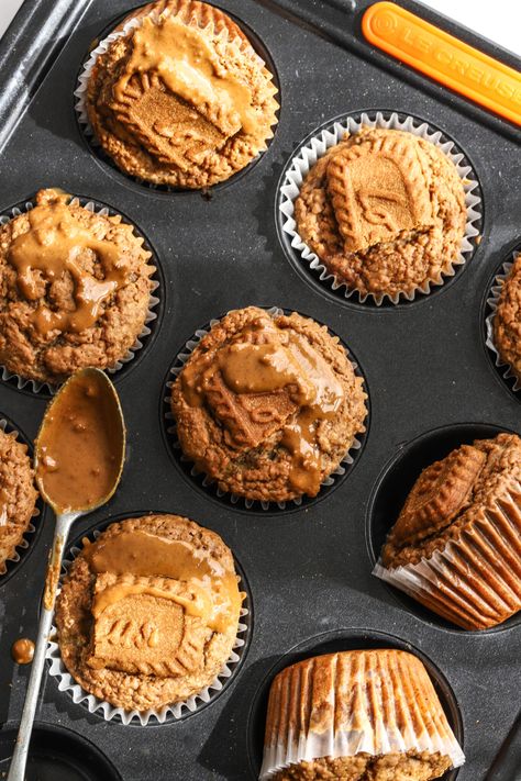 Biscoff banana muffins – Life in the South Biscoff Muffins, Biscoff Banana, Biscoff Spread, Banana Muffin Recipe, Biscoff Cookies, Feel Good Food, Muffin Tray, Banana Muffins, Cupcake Muffins