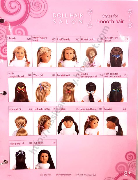 http://lissieandlilly.blogspot.com/p/ag-salon-hairstyles.html Ag Doll Hairstyles For Short Hair, Ag Doll Hairstyles, Doll Restoration, Dolls With Long Hair, American Girl Hairstyles, Salon Hairstyles, Doll Hairstyles, Girl Salon, Rainbow Waffles