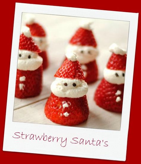 3 Steps and 3 Ingredients a festive holiday fruit platter! Santa has never tasted so sweet! Holiday Fruit Platter, Santa Recipes, Healthy Christmas Treats, Strawberry Santas, Santa Snacks, Holiday Fruit, Healthy Cheesecake, Christmas Fruit, Healthy Christmas