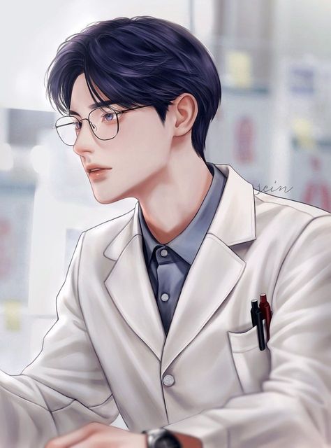 Doctor Oc Male, Anime Man Fanart, Doctor Drawing Reference, Doctor Anime Art, Doctor Art Drawings, Doctor Anime, Digital Art Boy, Ocs Male, Anime Doctor