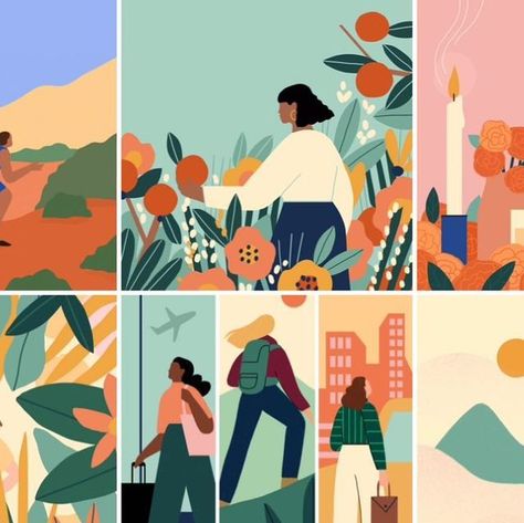 Abbey Lossing on Instagram: "A few illustrations from my weekly assignments for the @condenasttraveller podcast “Women Who Travel” ✈️" Procreate Characters, Abbey Lossing, 달력 디자인, Instagram A, Podcast, Illustrations, Travel, On Instagram, Instagram