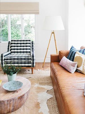 . Material Samples, Layered Rugs, Leather Couch, Studio Mcgee, Elle Decor, Living Room Inspiration, Home Fashion, A Living Room, Home Is Where