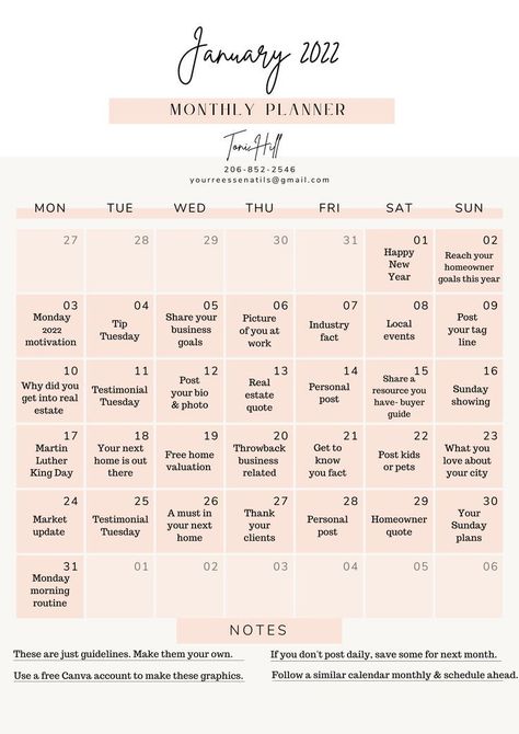 Social Media Content Calendar Real Estate Marketing Quotes, Real Estate Marketing Plan, Real Estate Business Plan, Mortgage Marketing, Inmobiliaria Ideas, Social Media Content Planner, Realtor Social Media, Real Estate Agent Marketing, Real Estate Marketing Design