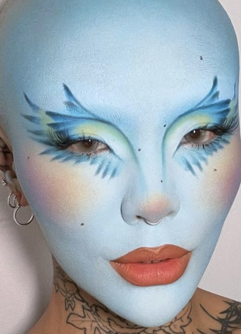 Creepy Angel Makeup, Mermaid Drag Makeup, Scale Makeup, Fish Makeup, Dragon Makeup, Bird Makeup, Funky Makeup, Punk Makeup, Magical Makeup