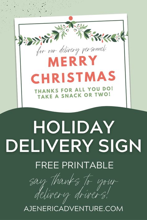 Christmas Delivery Thank You Sign, Sign For Delivery Drivers Snacks, Delivery Driver Printable Free, Ups Snack Basket Sign, Holiday Delivery Thank You, Holiday Delivery Thank You Printable, Thank You Delivery Drivers Printable Free, Free Delivery Driver Snack Sign, Delivery Driver Snack Basket Printable