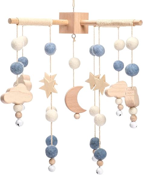 Mobiles For Babies, Natural Crib, Bell Wind Chimes, Mobile For Baby, Dressing Table Modern, Stars Mobile, Boho Nursery Girl, Nursery Mobiles, Stars Nursery Decor