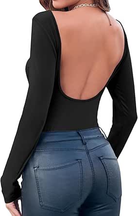 Tankaneo Womens Backless Going Out Crop Tops Y2k Long Sleeve Open Back Fitted Tee Shirts Backless Top Long Sleeve, Backless Top Outfit, Backless Shirts, Going Out Crop Tops, Crop Tops Y2k, Open Back Crop Top, Backless Shirt, Y2k Long Sleeve, Dance Shirts