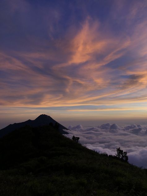 Sunset at Mt Merbabu. YogyakartaIndonesia. Merbabu Mountain, Backpacking, Tent, Indonesia, Natural Landmarks, Travel, Quick Saves, Color, Nature