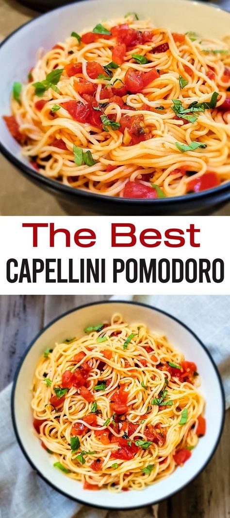 Capellini Pomodoro Recipe, Capellini Pomodoro, Vegan Bruschetta, Olive Garden Recipe, Capellini Pasta, Bruschetta Pasta, Easy Pasta Recipe, Olive Garden Recipes, Easy Pasta Dishes