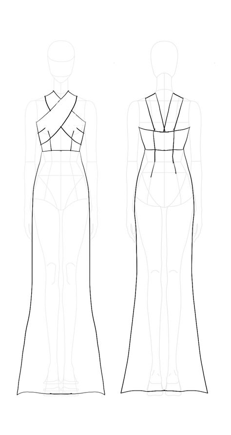 Dress Flat Sketch, Fashion Design Inspiration Board, Flat Drawings, Fashion Figure, Technical Drawings, Drawing Fashion, Flat Sketches, Dress Flats, Fashion Figures