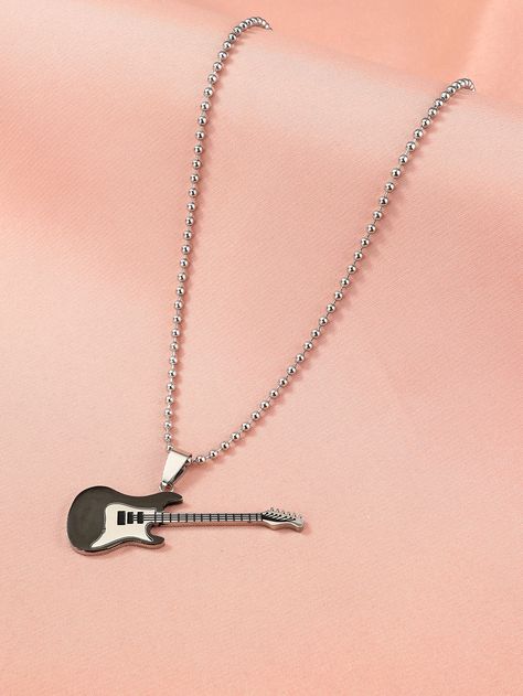 Guitar Pendant Necklace Guitar Jewelry, Guitar Pendant, Guitar Gifts, Music Jewelry, Cute Necklace, Stainless Steel Pendant, Black Stainless Steel, Amazing Products, Cute Jewelry