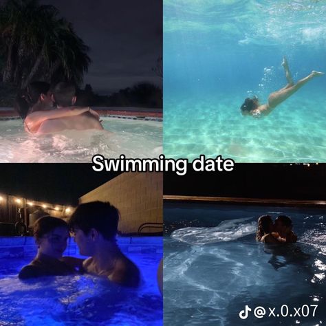 Swimming Date Aesthetic, Dance Date Ideas, Swimming Couple Aesthetic, Weird Date Ideas, Double Dates Ideas, Date Ideas Cute, Cute Couple Activity, Date Ideas Pictures, Couple Things To Do