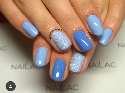 Blue Shellac Nails, Blue Gel Nails, Nagellack Trends, Blue Acrylic Nails, Shellac Nails, Dipped Nails, Gel Nail Designs, Nails Toes, Short Acrylic Nails