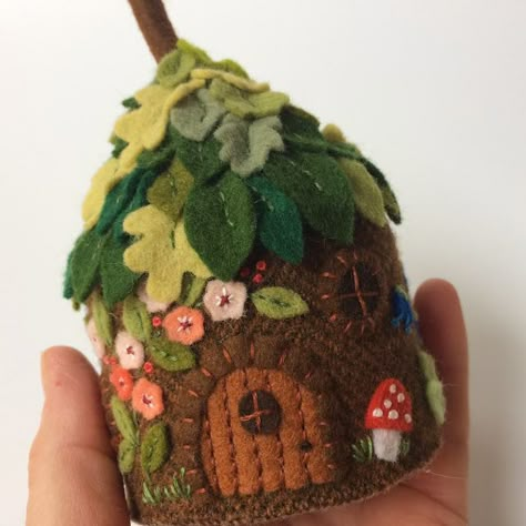 Apr 23, 2021 - This post follows on from my last one where I shared a little felt house I made.  Since then I've been working on some other designs.  As al... Felt Houses, Tovad Ull, Embroidered Tree, Felt House, Fairy Homes, Wool Felt Projects, Felt Crafts Diy, Felt Fairy, Felt Projects