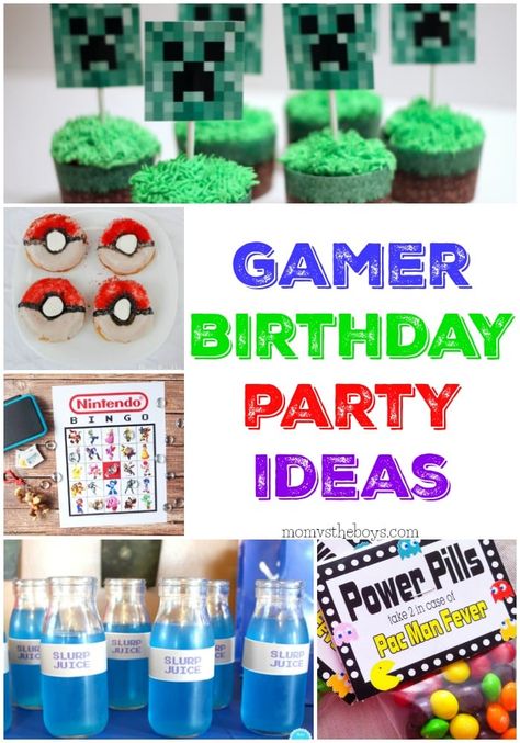 video game birthday party ideas to host the perfect gaming themed birthday party for your little gamer #videogame #videogameparty #gamerparty #gamingbirthdayparty #gamerbirthdayparty #videogamebirthdayparty #gamingbirthdaypartyfood #videogamepartyideas Birthday Party Ideas Mom, Gamer Birthday Party Ideas, Video Game Birthday Party Ideas, Game Birthday Party Ideas, Gamers Party Ideas, Minecraft Party Invitations, Xbox Birthday Party, Gamer Birthday Party, Xbox Cake