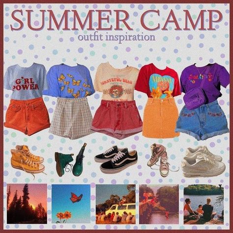 Camping Outfits Aesthetic, Summer Camp Aesthetic Outfits, 80s Summer Camp, Camping Aesthetic Outfits, Winter Camping Outfits, Summer Camp Outfits, Summer Camp Aesthetic, Camp Outfits, Camp Aesthetic