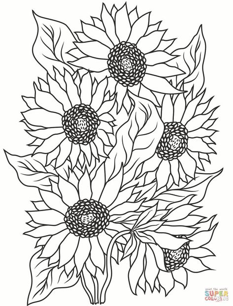 Sunflower Coloring Page, Sunflower Coloring, Sunflower Printable, Sunflower Coloring Pages, Sunflower Colors, Sunflower Pictures, Detailed Coloring Pages, Fall Coloring Pages, Flower Coloring Pages