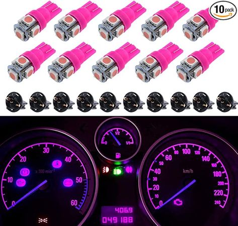 Amazon.com: GLOFE T10 194 168 Dash Instrument Pink/Purple LED Light Bulbs Bright Panel Gauge Cluster Dashboard LED Light Bulbs 10Pcs/Set : Automotive Purple Led Light, Purple Led Lights, Set Lighting, Gauge Cluster, Instrument Cluster, Purple Light, Led Light Bulbs, Interior Lighting, Light Purple