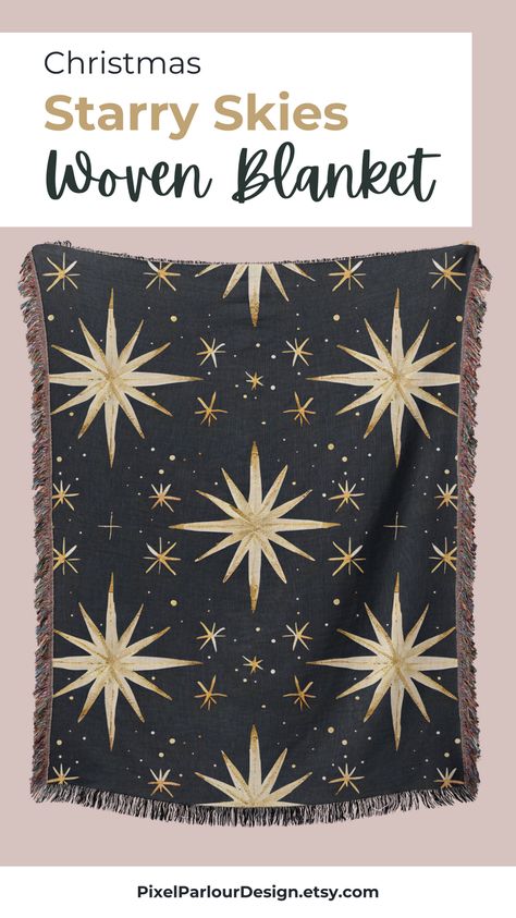 A vintage inspired Starry woven throw. Dedicate this anniversary blanket to the light of your life for a truly memorable gift.
Crafted with an intricate weaving process rather than a printed technique, each blanket is 100% pure cotton dyed in colored thread and woven together. Machine washable, perfect as a wall decoration, a throw for a sofa, or a picnic spread. Anniversary Blanket, Picnic Spread, Star Blanket, Weaving Process, Woven Throw, Woven Blanket, Memorable Gifts, Wall Decoration, Blankets & Throws