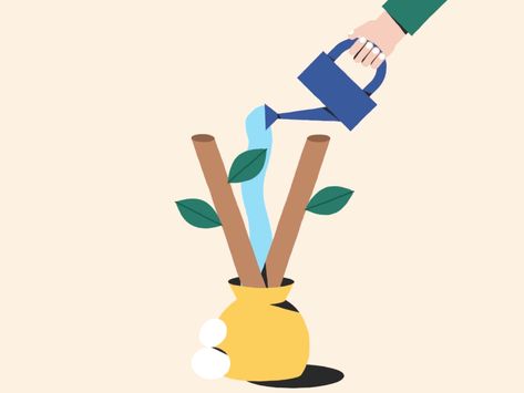 V / 36 days of type by Adrien Ghenassia Watering Illustration, Gif Illustration, Teacher Cartoon, Plant Logos, Interesting Drawings, 달력 디자인, Water Illustration, Animation Gif, Days Of Type