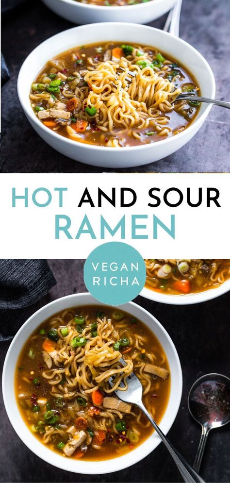 Vegan Hot And Sour Soup, Ramen Vegan, Glass Noodles Recipe, Tofu Soup, Vegan Richa, Hot And Sour Soup, Ramen Soup, Sweet Potato Noodles, Sour Soup