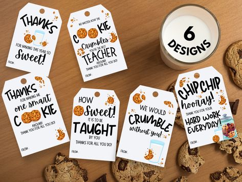 Smart Cookies! Sweet Teachers! We would CRUMBLE, without them! Use this cute gift tags to show your favorite in education how much you appreciate them! Attach this cute tag to a bag of their favorite sweets or a gift card to their favorite bakery! Either way it makes your gift that much sweeter! #smartcookie🍪 #sweetteacher #taw #PTO #PTA #giveateacheracookie Crumble Cookie Gift Idea, Crumbl Cookie Gift Card, Cute Gift Tags, Daycare Gifts, Crumble Cookie, Smart Cookies, Free Gift Tags, Smart Cookie, Cookie Gifts