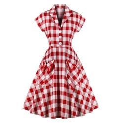 rosegal Plaid Dress Vintage, Pin Up Vintage, Red Plaid Dress, Retro Fashion Women, Defined Waist, England Style, Checkered Dress, Pin Up Dresses, Formal Dresses Short