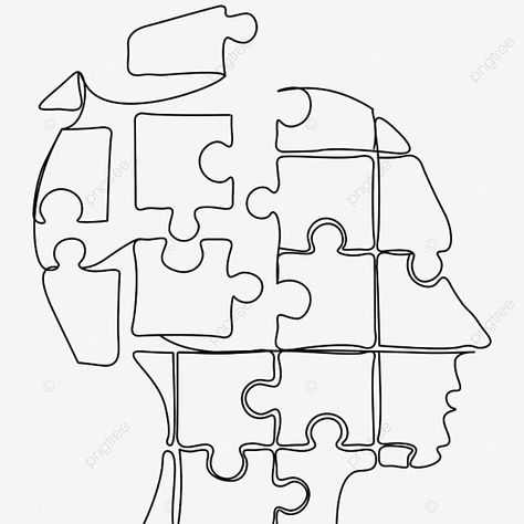 Brain Line Art, Human Puzzle, Puzzle Art Design, Human Brain Drawing, Brain Pattern, Rain Drawing, Drawing Rain, Brain Puzzle, Puzzle Drawing