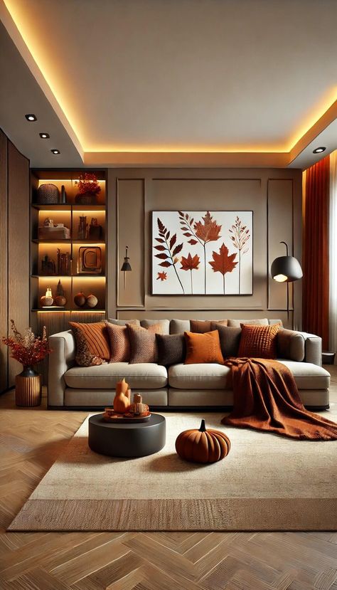 20+ Stunning Fall Living Room Ideas To Transform Your Home 43 Fall Living Room Ideas, Cozy Fall Living Room, Modern Cottage Style, Warm Color Palettes, Cozy Decor Ideas, Shabby Chic Colors, Travel Inspired Decor, Fall Living Room Decor, Feng Shui Decor