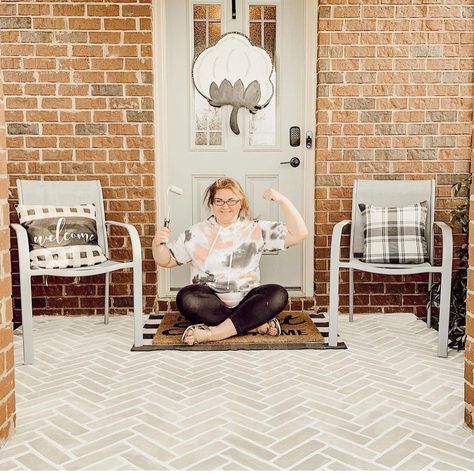 We wanted to show off some ✨beautiful✨ DIYer’s & their amazing stencil projects for this weeks #SelfieSunday ! Please keep tagging us in… Brick Stencil, Herringbone Brick, Accent Wall Stencil, Side Table Makeover, Floor Makeover, Cement Patio, Diy Stencil, Wall Stencil Patterns, Geometric Stencil