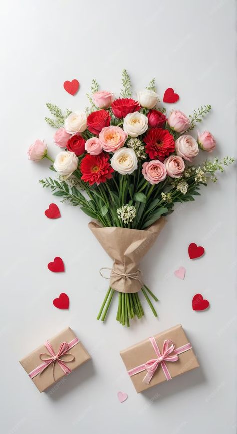 Premium Photo | A bouquet of flowers with a card saying quot valentine quot on the table Valentines Flowers Bouquet, Valentines Bouquet, Valentines Cookie, Valentine Flowers, Flowers For Valentines Day, Valentine Bouquet, Flowers And Gifts, Dinner Party Table, One Flower