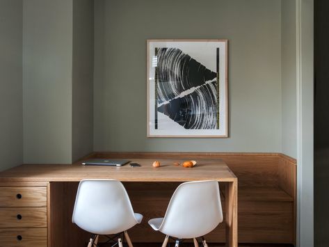 Park Slope Apartment Farrow And Ball French Grey, Park Slope Brooklyn, Eames Dsw, Farrow & Ball, French Gray, Modern Country Style, Interior Shutters, Powder Room Design, Architecture Landmark