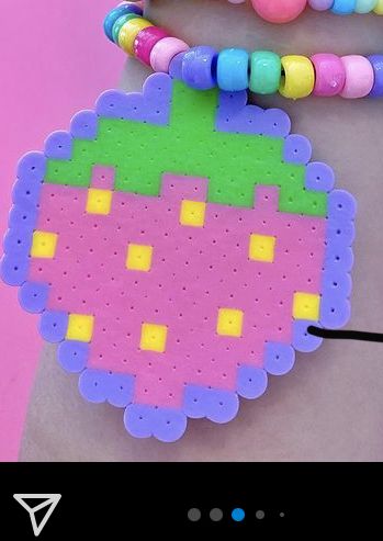 Pastel Perler Beads, Kawaii Melty Beads, Pastel Perler Bead Patterns, Kidcore Perler Beads, Cutecore Perler Bead, Hama Beads Aesthetic, Yami Kawaii Perler Beads, Decora Necklace, Kandi Necklace