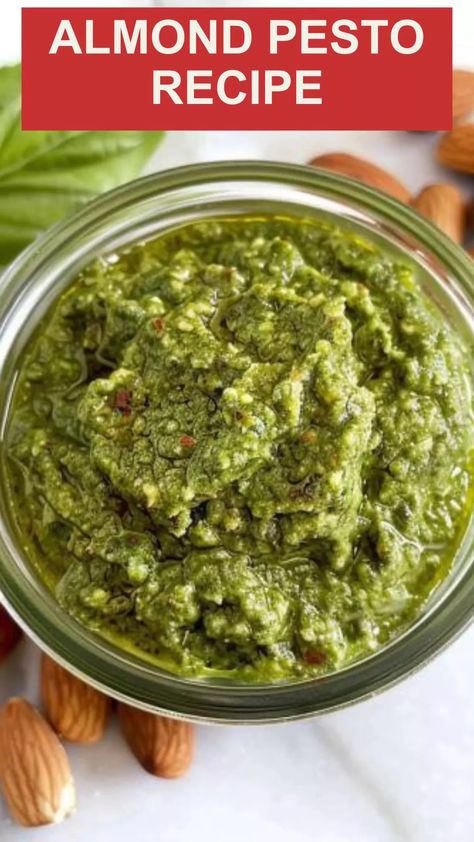 Elevate your dishes with our Almond Pesto, a delightful fusion of almonds and herbs for a flavorful culinary experience. Taste it today! Pesto Recipe Almonds, Basil Pesto With Almonds, Home Made Pesto Recipe, Pesto With Almonds, Almond Pesto Recipe, Almond Pesto, Parsley Pesto, Mary Lee, How To Make Pesto