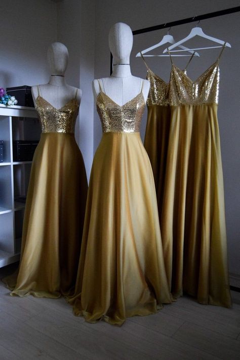 facf9f743b083008a894eee7baa16469desc35877949ri Golden Evening Gown, Gold Bridesmaid Dress, School Event Dress, Gold Prom, Sequin Bridesmaid, Gold Bridesmaid Dresses, A Line Cocktail Dress, Gold Prom Dresses, Sequin Bridesmaid Dresses