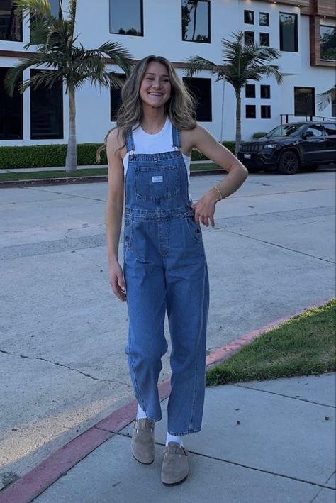 @ashleyhetherington Spring Cute Bib Front Overalls, Cottagecore Outfits Overalls, Trendy Button-up Overalls, Spring Dark Wash Non-stretch Overalls, Cute Blue Bib Front Overalls, Overalls Cute, Cute Overall Outfits, 2024 Fits, Cute Overalls