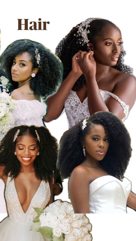 Type 4 Wedding Hairstyles, Natural Hair Engagement Photos, Natural Hair Bride Hairstyles, African Bridal Hairstyles Natural Hair Brides, Curly Wedding Hairstyles For Black Women, Bride Hairstyles For Black Women, Natural Wedding Hairstyles Black Bride, Natural Hairstyles For Weddings, Natural Bridal Hairstyles Black Women