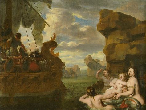 Odysseus and Sirens-Gerard de Lairesse Odysseus And The Sirens, Annibale Carracci, The Iliad, Tate Gallery, Dutch Golden Age, Greek Mythology Art, The Odyssey, Dutch Painters, Mythology Art