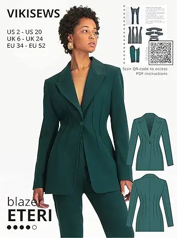 Amazon.co.uk : trouser pants pattern for women Blazer Sewing, Blazer Pattern, Classic Blazer, Fitted Blazer, British Indian, Panel Siding, Shoulder Pads, Single Breasted, Forest Green