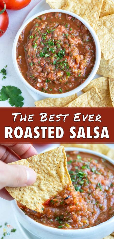 Roasted Tomato Salsa Recipe, Roasted Salsa Recipe, Tomato Salsa Recipe, Roasted Tomato Salsa, Restaurant Style Salsa, Fresh Tomato Recipes, Homemade Salsa Recipe, Mild Salsa, Roasted Tomato