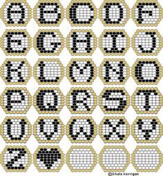 Beadwork Patterns Free, Free Printable Patterns, Anting Manik, Pony Bead Patterns, Brick Stitch Pattern, Seed Bead Patterns, Bead Loom Bracelets, Cross Stitch Alphabet, Beadwork Patterns